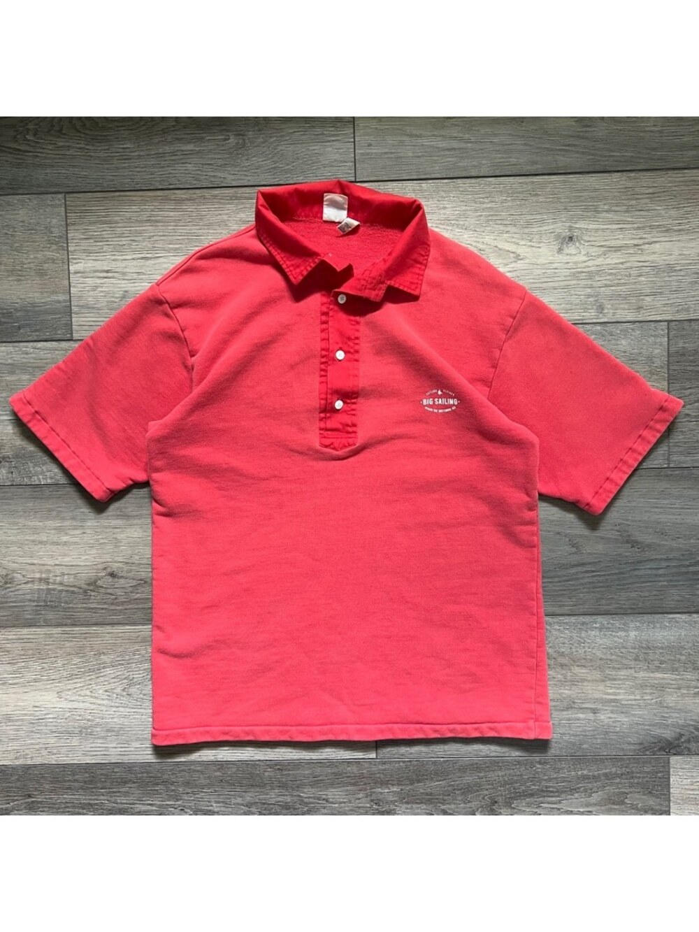 Vintage JG Hook Men's S Polo Short Sleeve Sweatshirt Faded Red Nautical Sailing